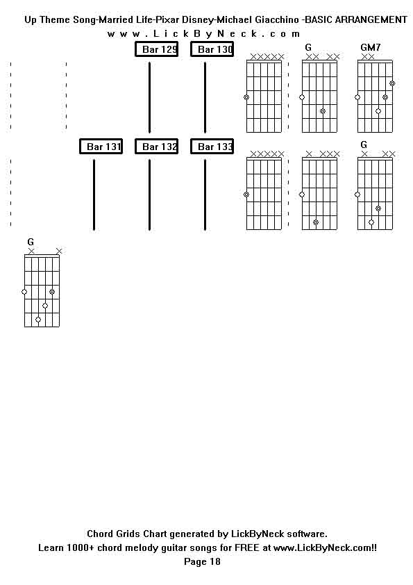 Chord Grids Chart of chord melody fingerstyle guitar song-Up Theme Song-Married Life-Pixar Disney-Michael Giacchino -BASIC ARRANGEMENT,generated by LickByNeck software.